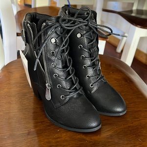 Brand new, never worn black lace up boots